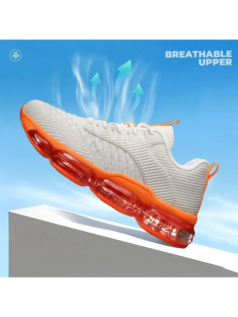 Women's Beige Orange Air Cushion Basketball Breathable Trainers Sneaker Shoes